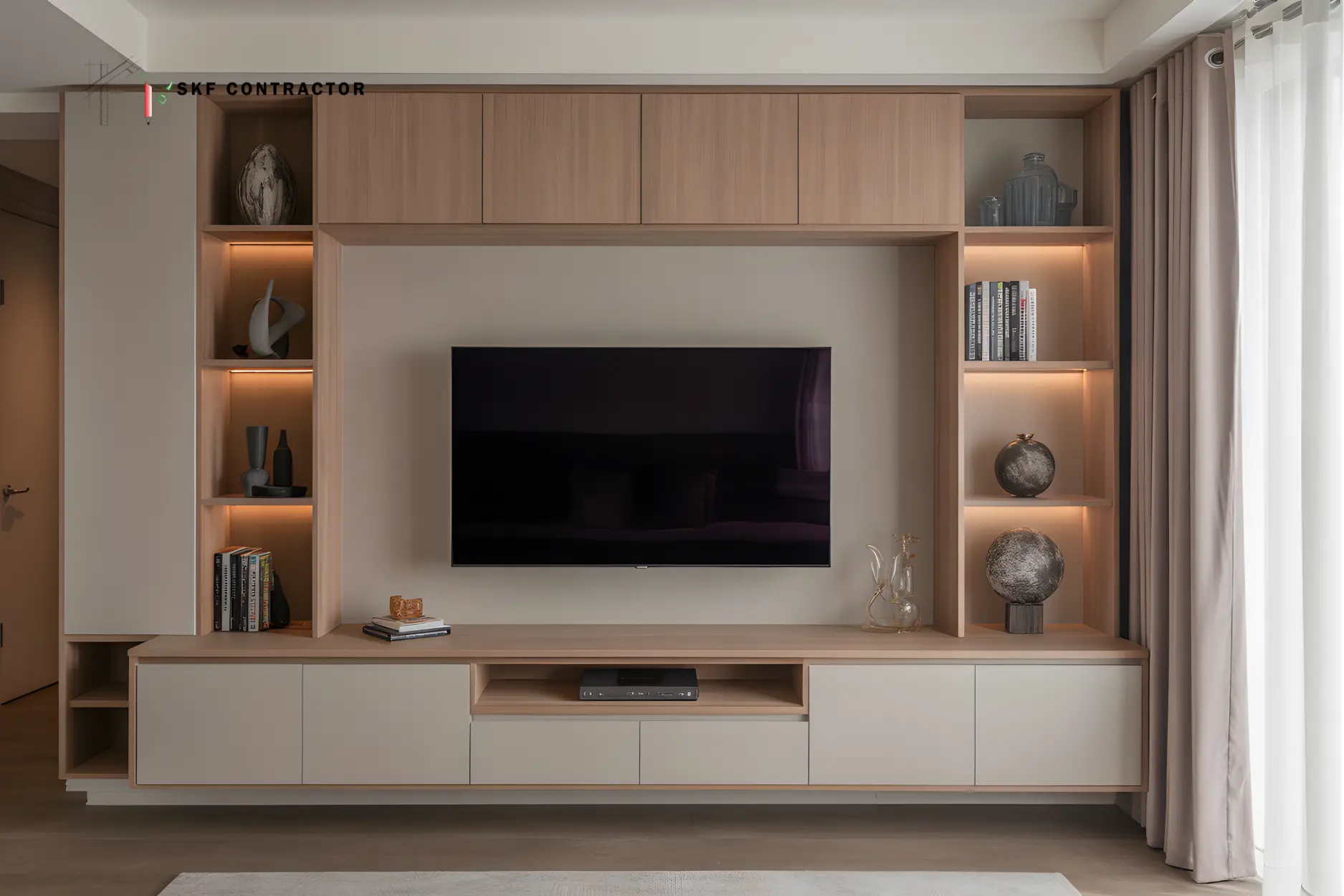 Customized TV Unit with Hidden Storage
