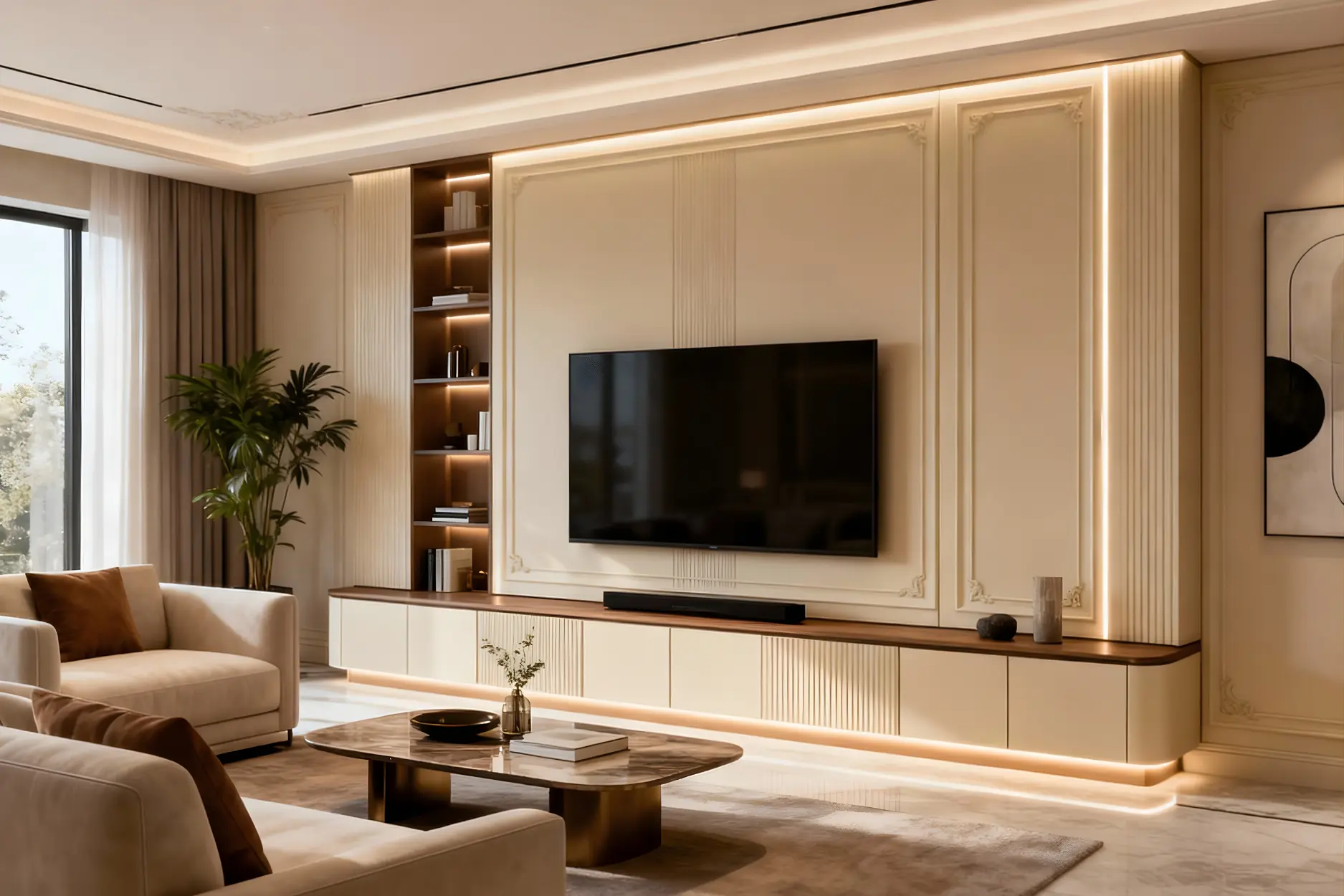 TV Unit Design With Panelling