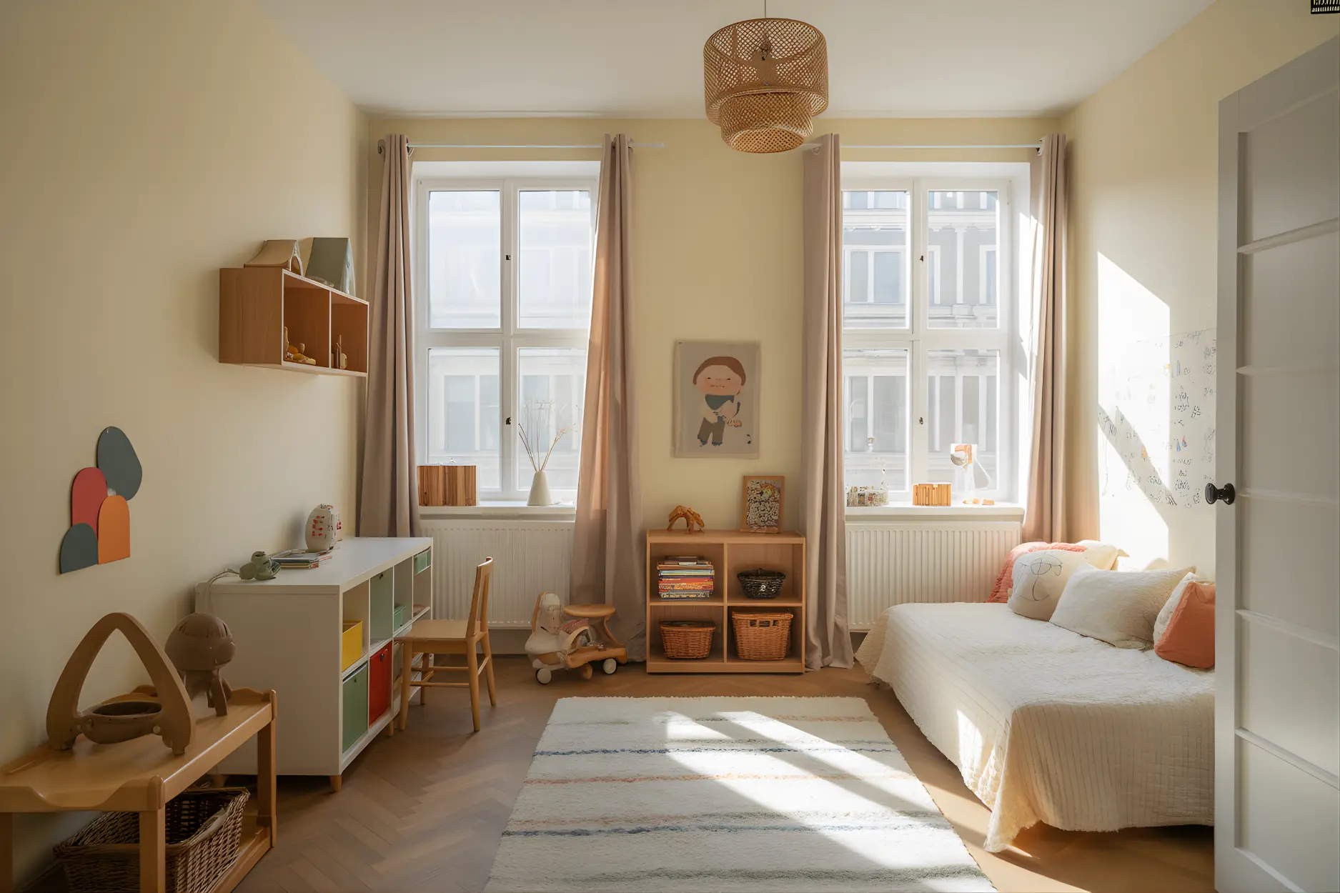 Kids Bedroom in Cream White color