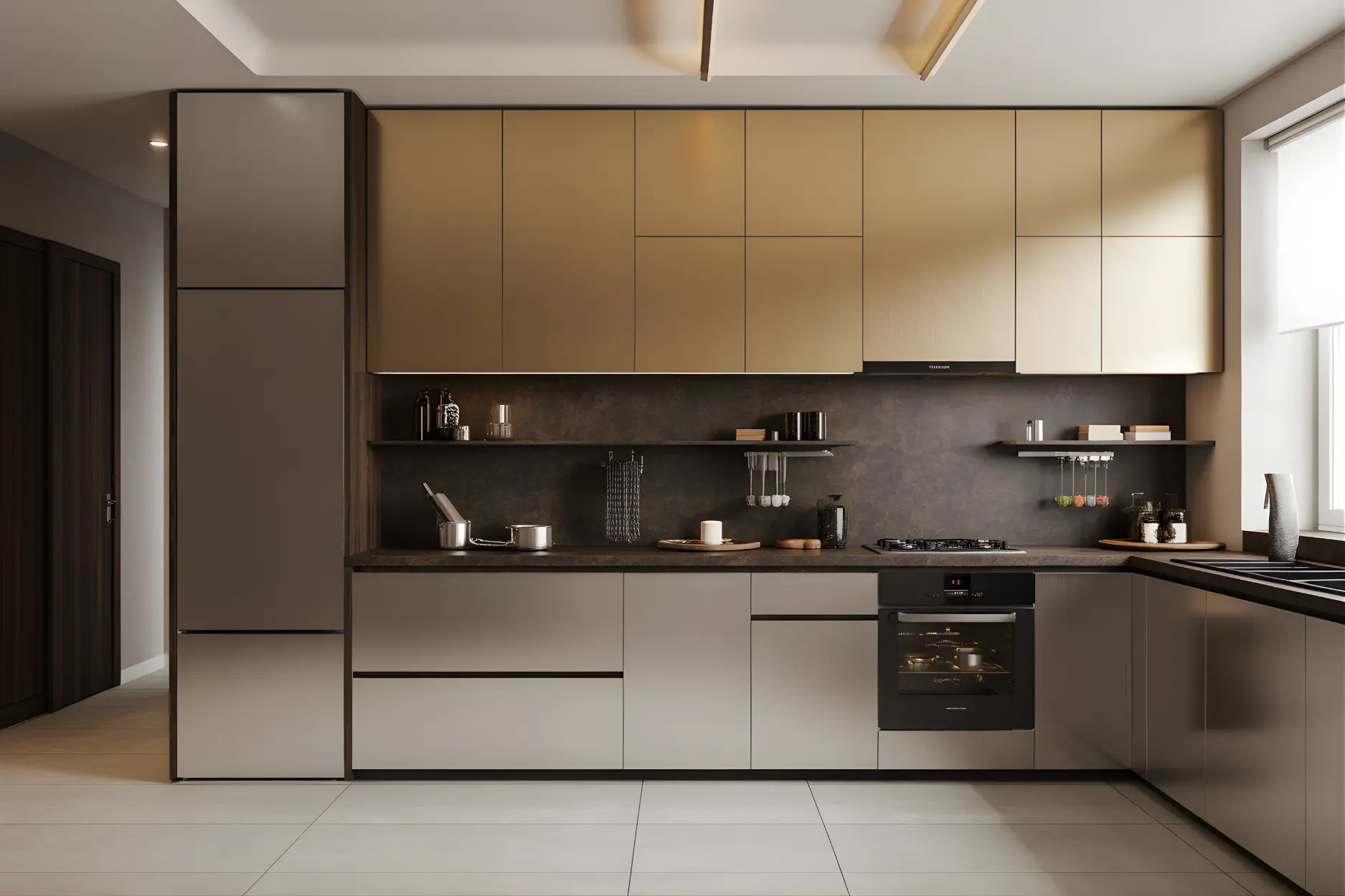 The easiest place to add metallic hues to the kitchen is drawer handles