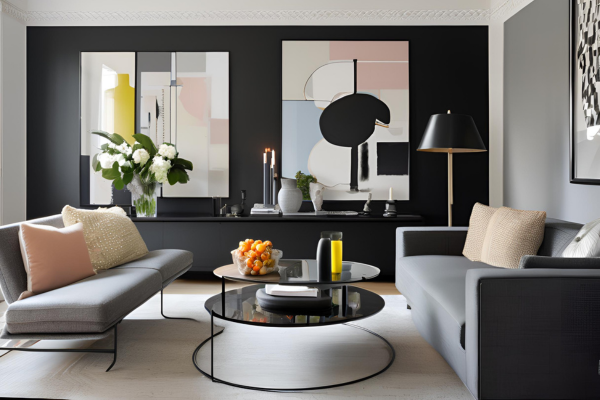 Black and Grey Wall for Living Room