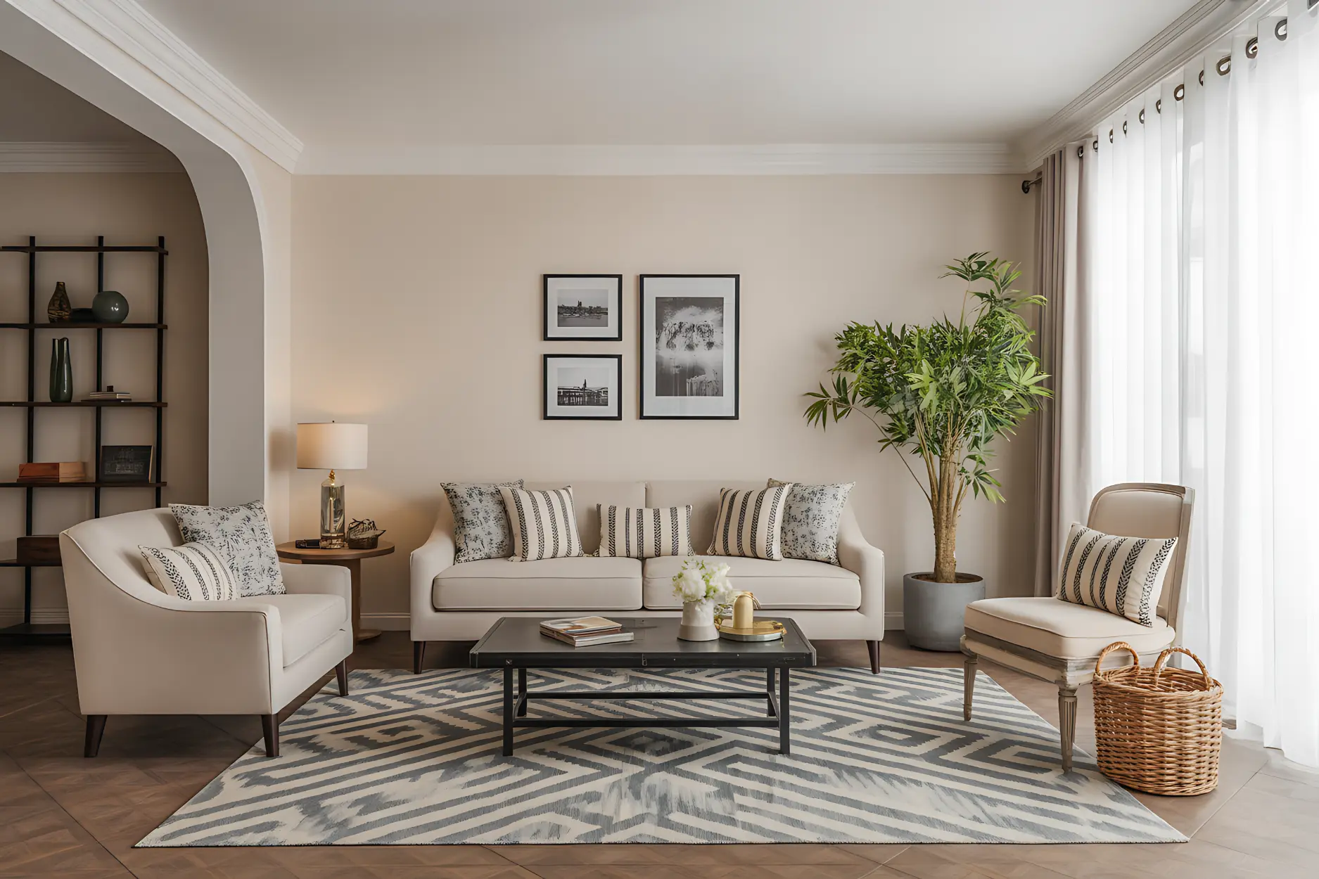 Living Room with Patterns Strategically