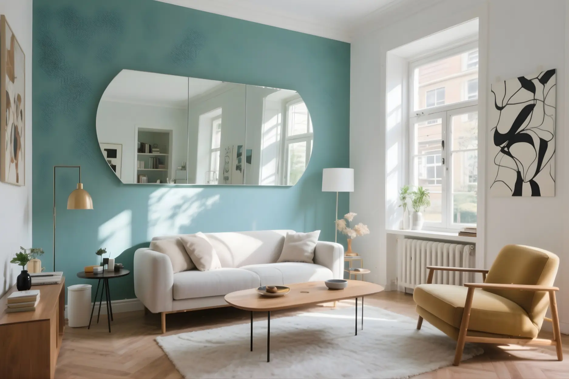 Living Room with Mirrors