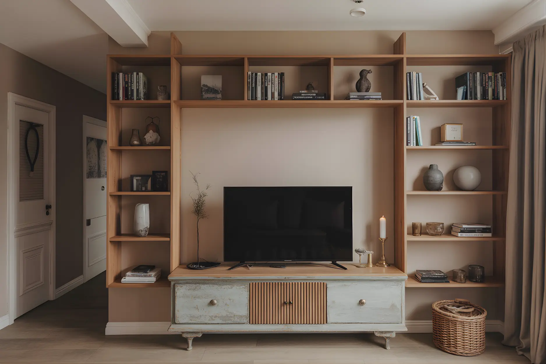 Latest TV Unit Design With Rustic Charm