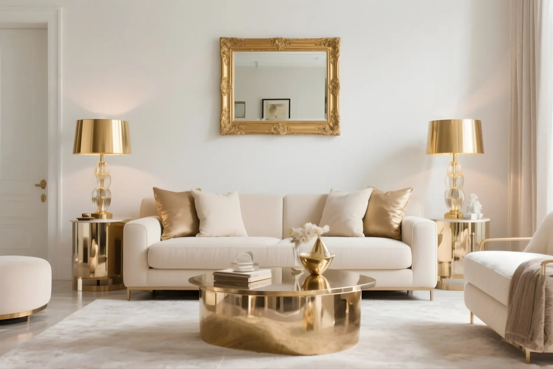 Living Room with Metallic Touches