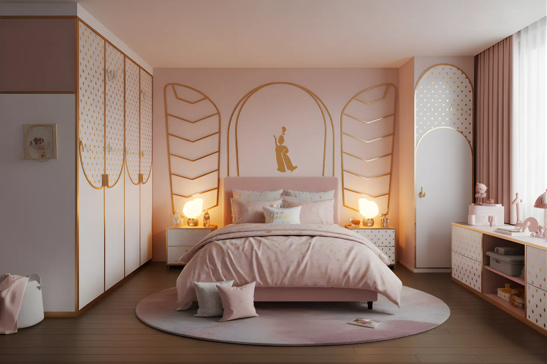 Kids Bedroom in Gold Touch Accents color