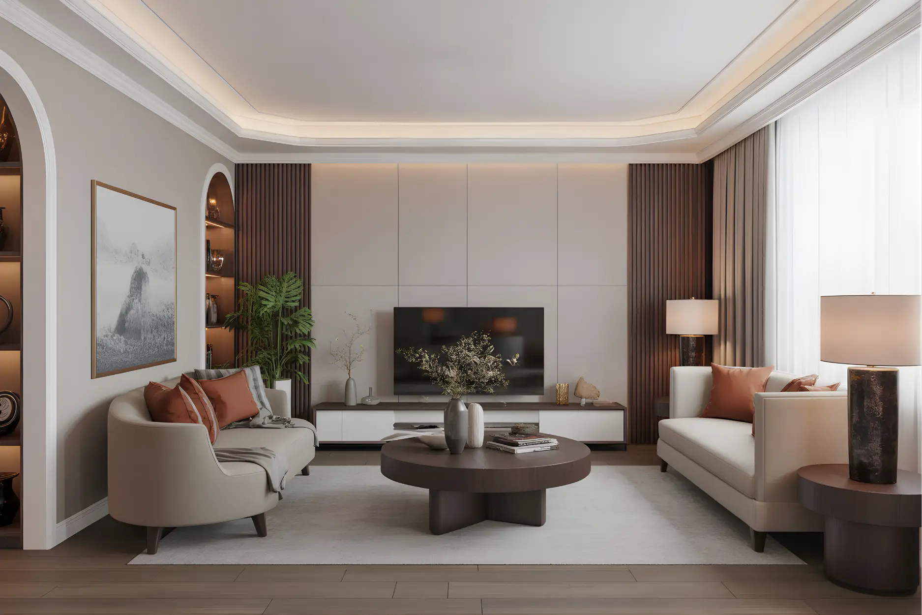 Living Room with Statement Light
