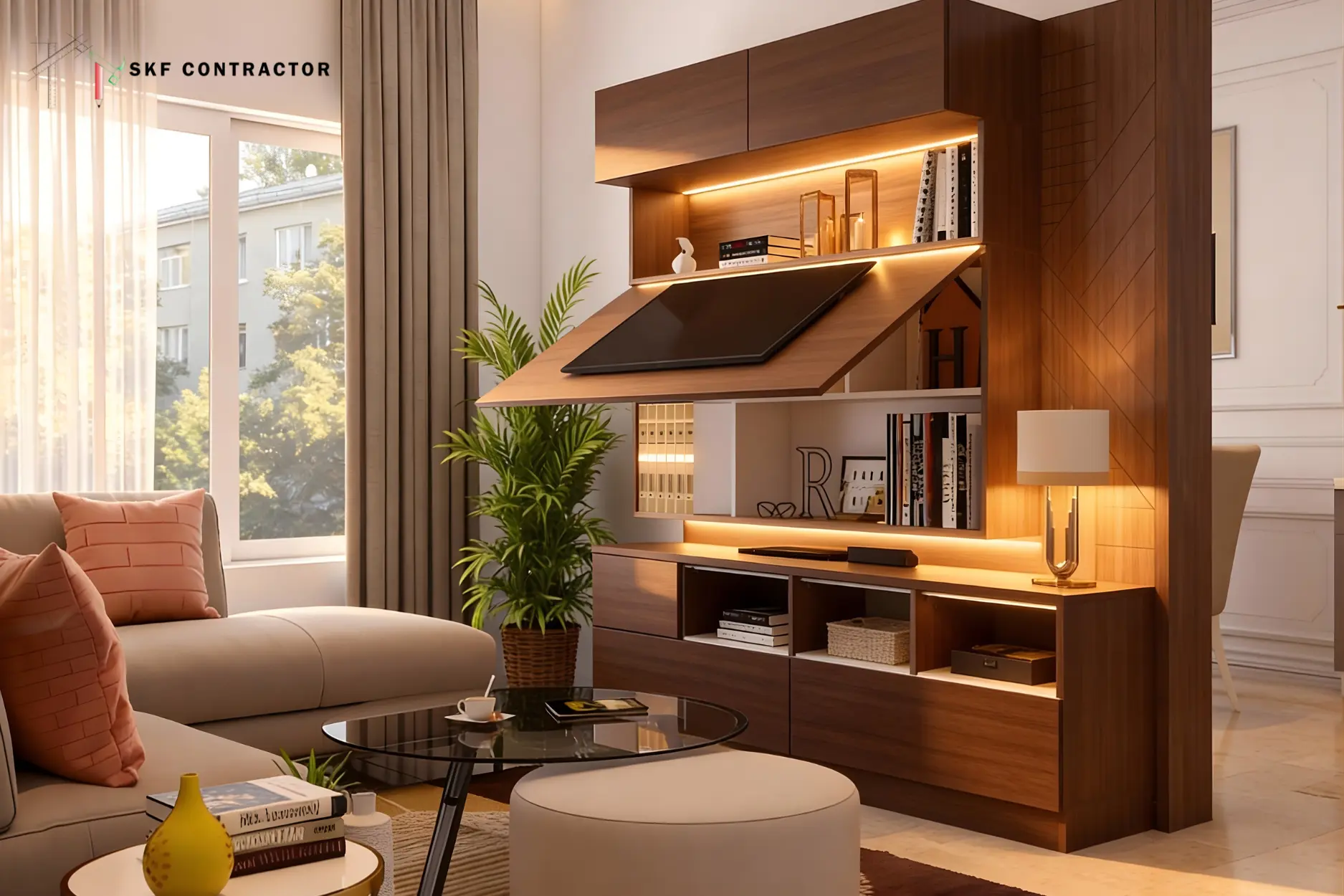 A lift-up TV unit is a smart addition to any home