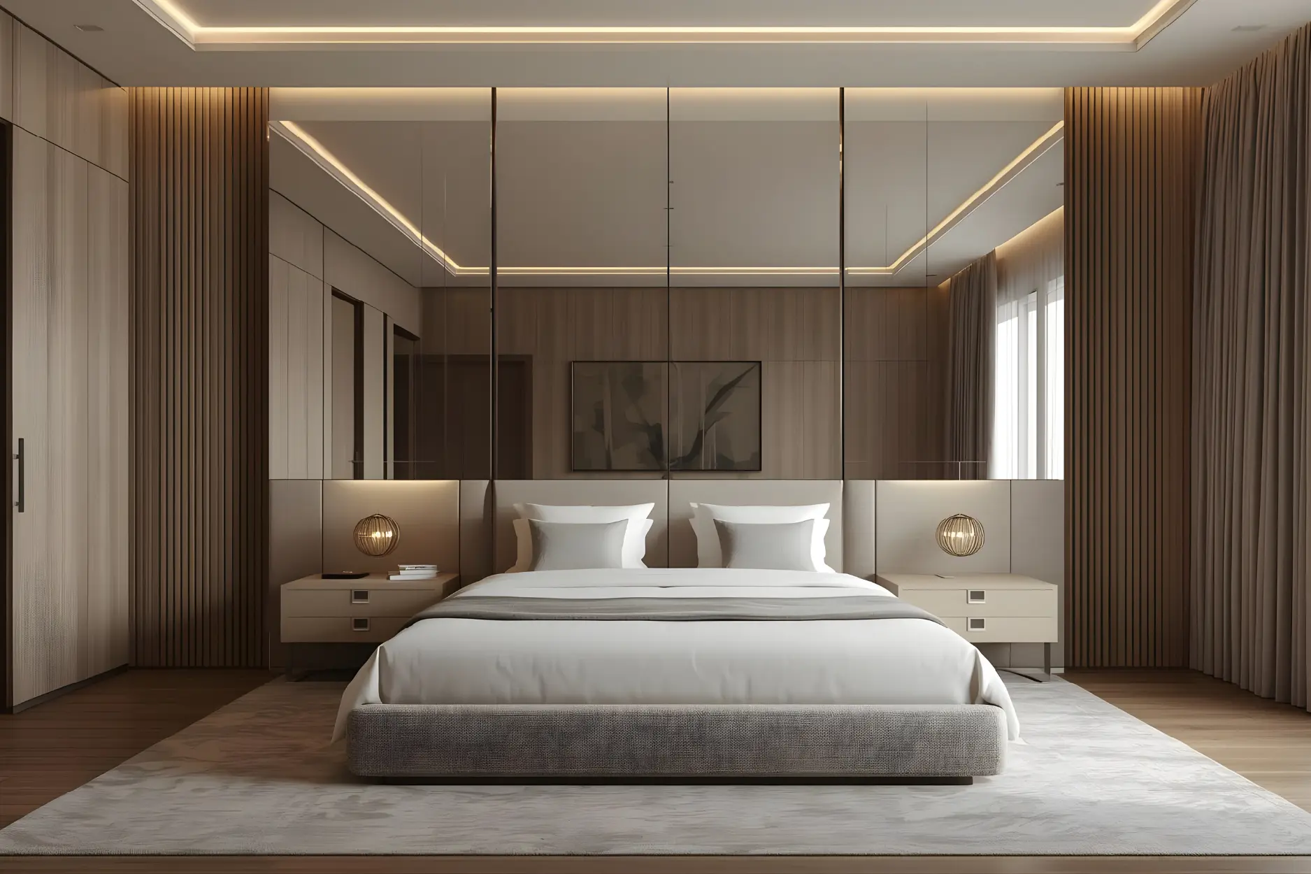 Mirrors create an illusion of space and sophistication.