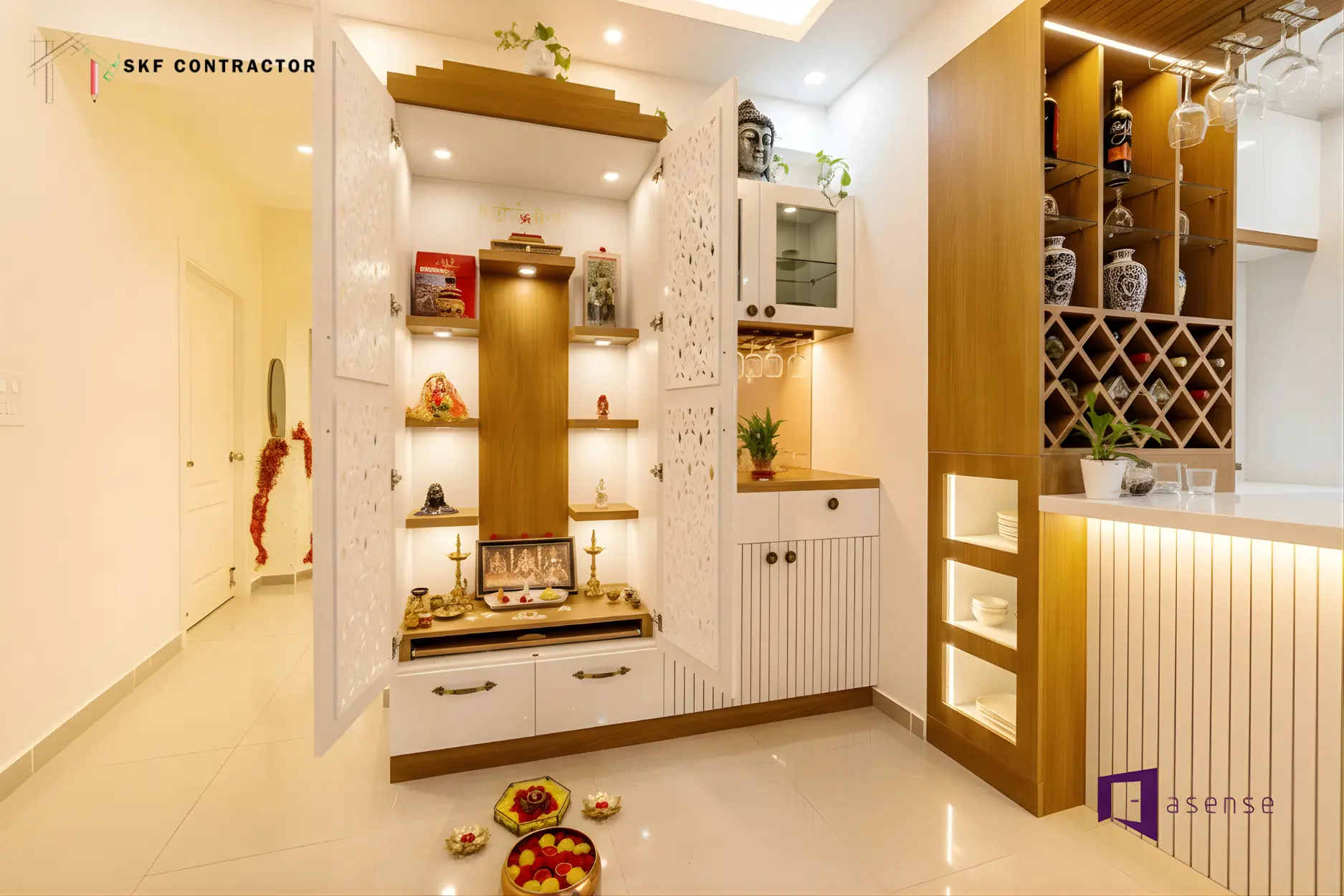 A subtle puja ghar design for minimalist home interiors