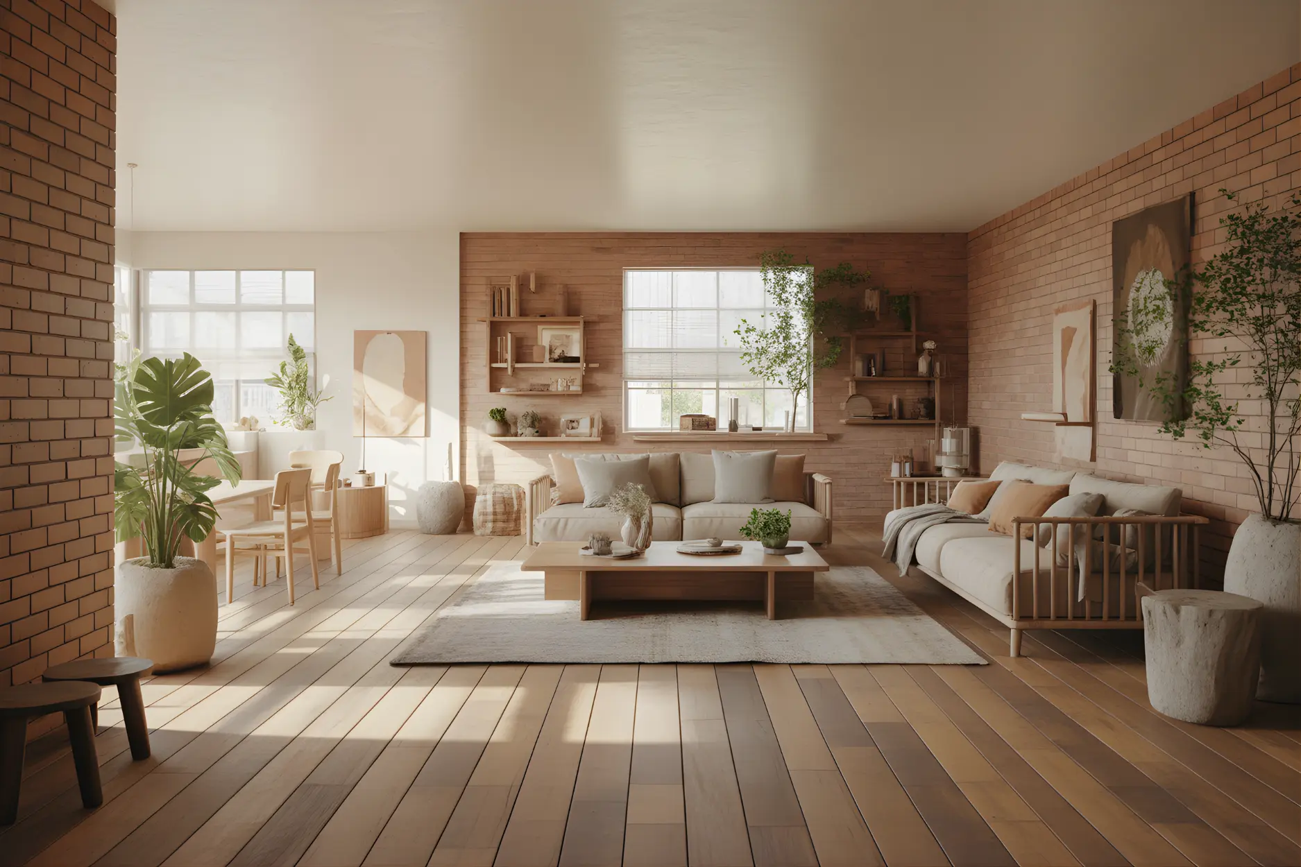 Brick walls, wooden flooring & natural finishes will be the highlight of 2026.