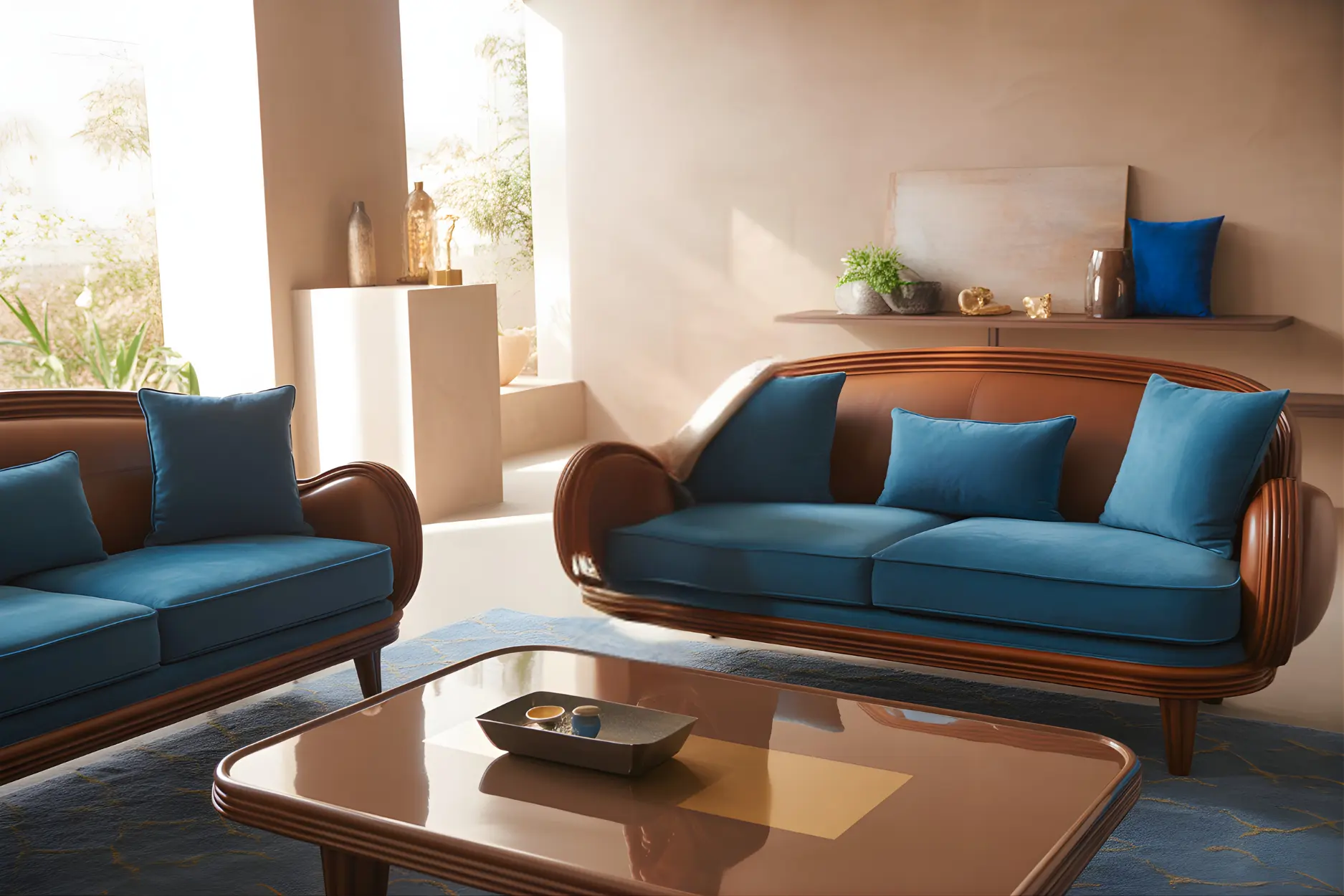 Blue and Brown Combination Furniture