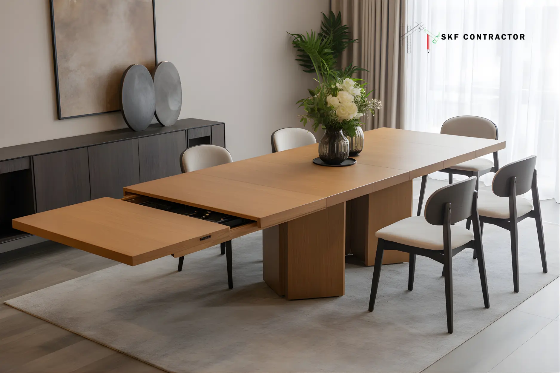 Extendable dining tables are the go-to choice for contemporary dining spaces