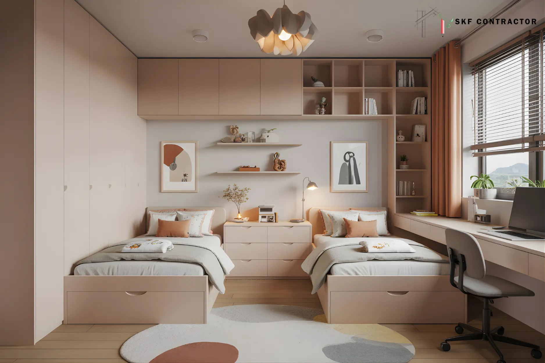 A small space designed to be spacious for two kids