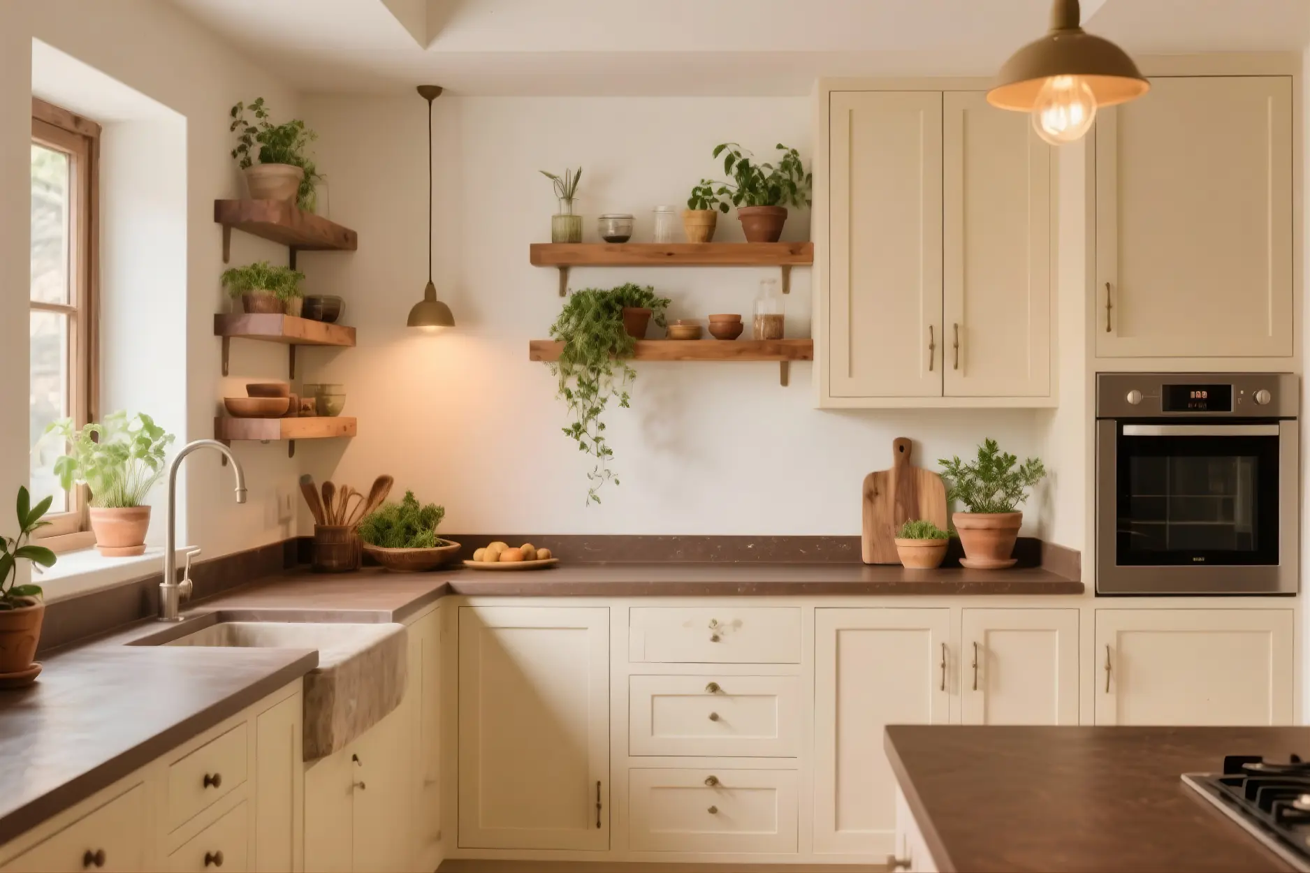 Beige & Coffee Brown colors in Kitchen