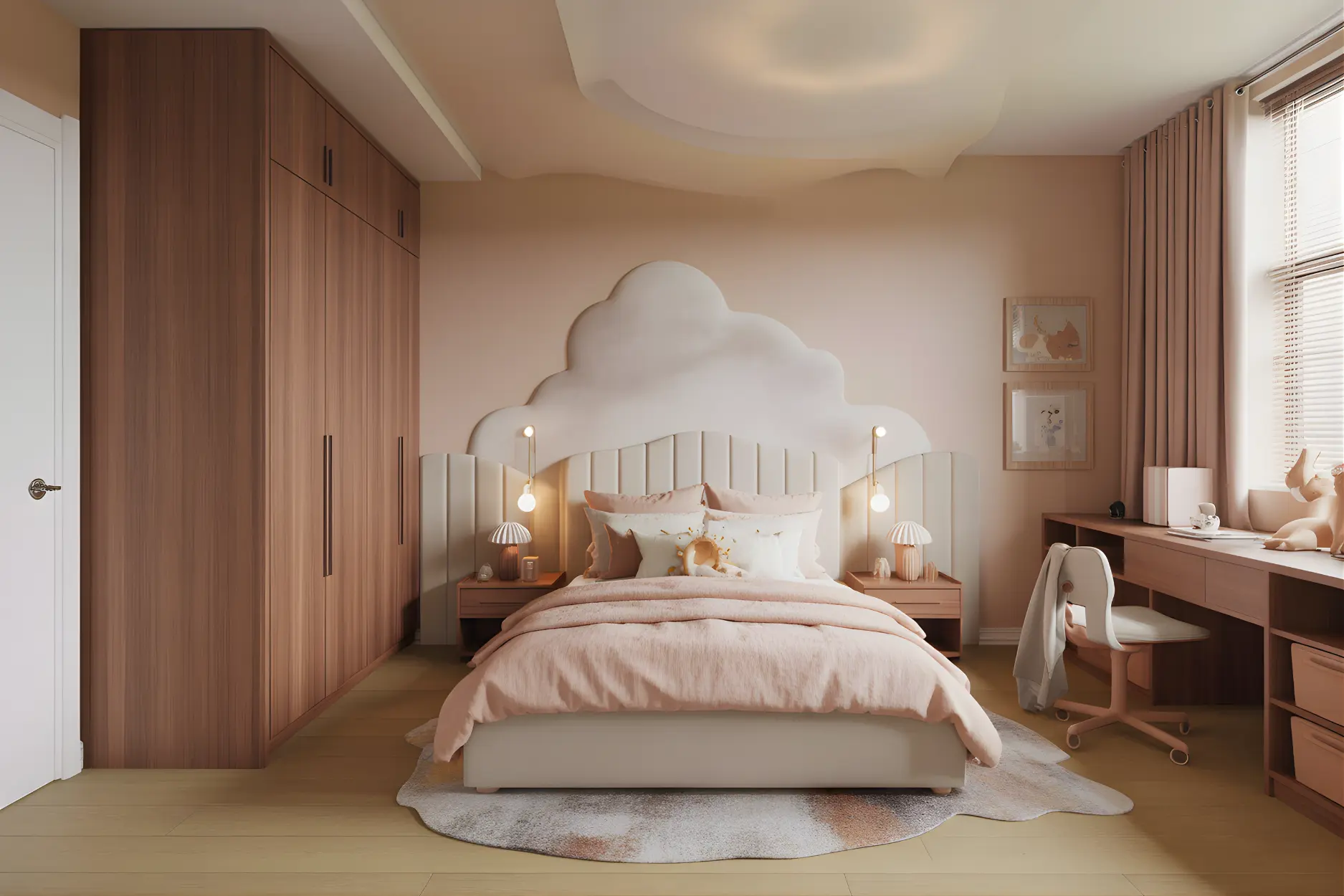 Kids Bedroom in Warm Beige color