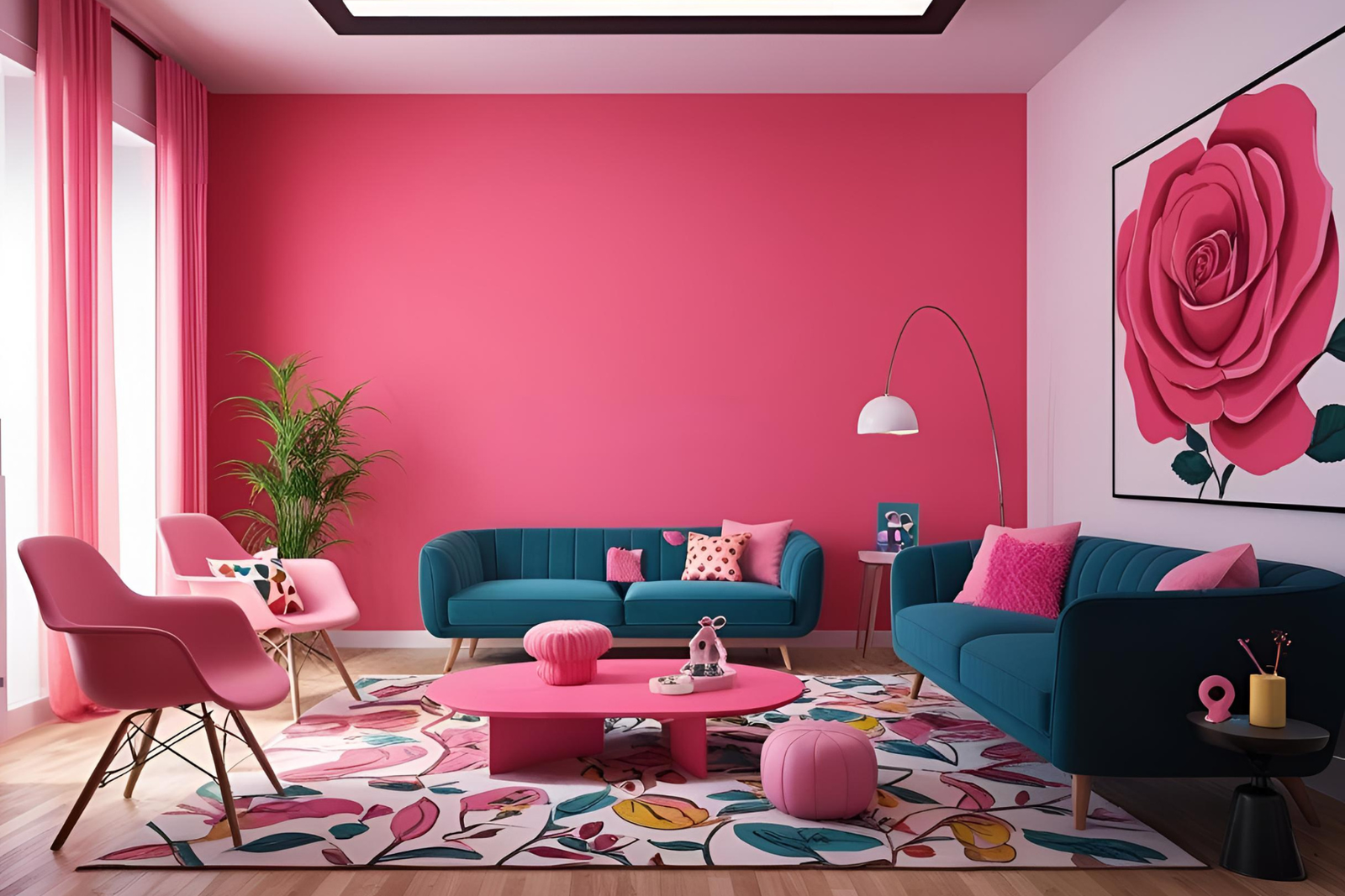 Bold Rose Pink Color Wall