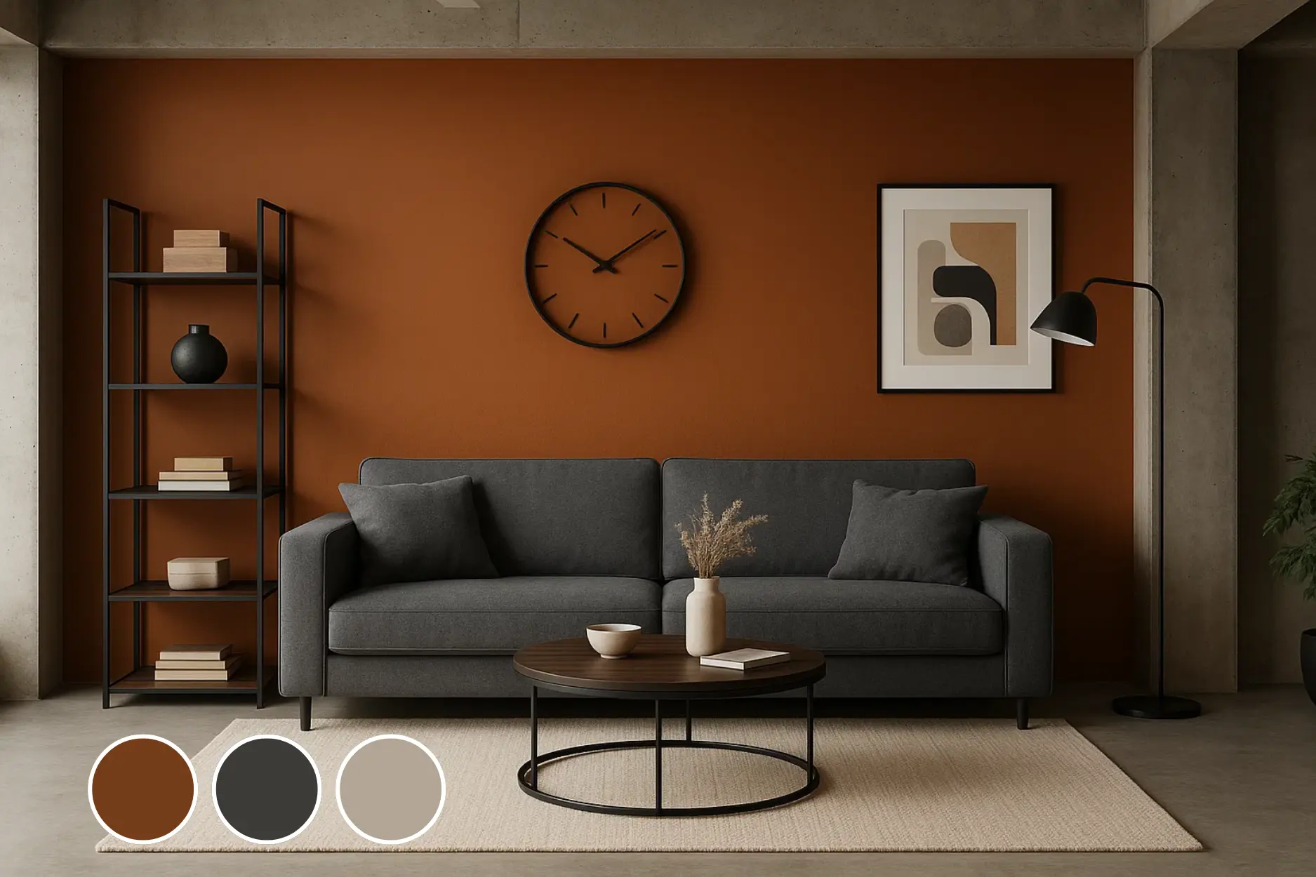 Burnt Orange + Slate Gray + Cream