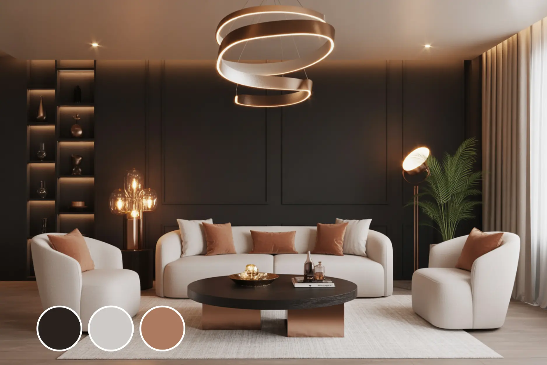 Coal Black + Warm White + Bronze