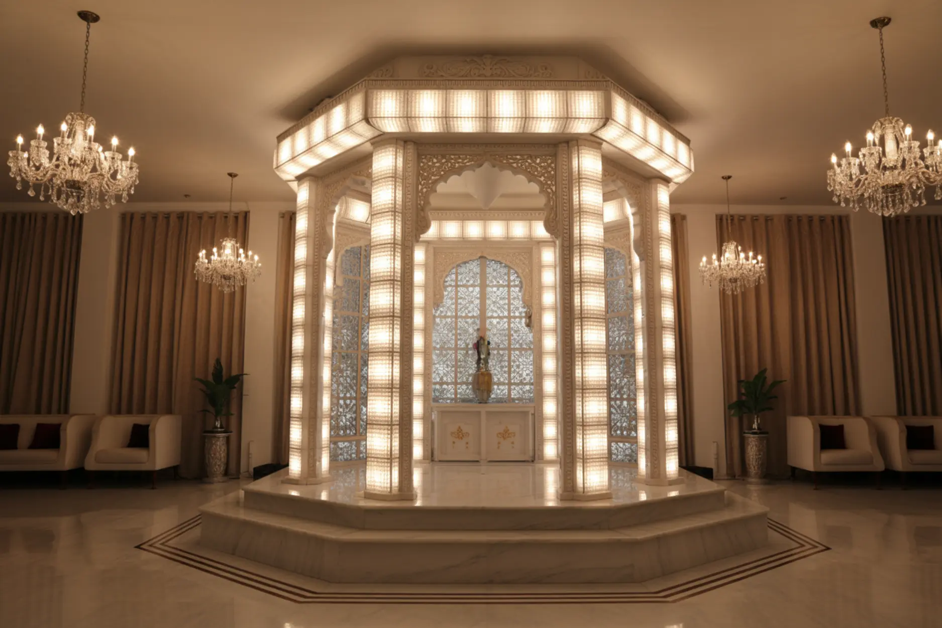 crystal led integrated mandir