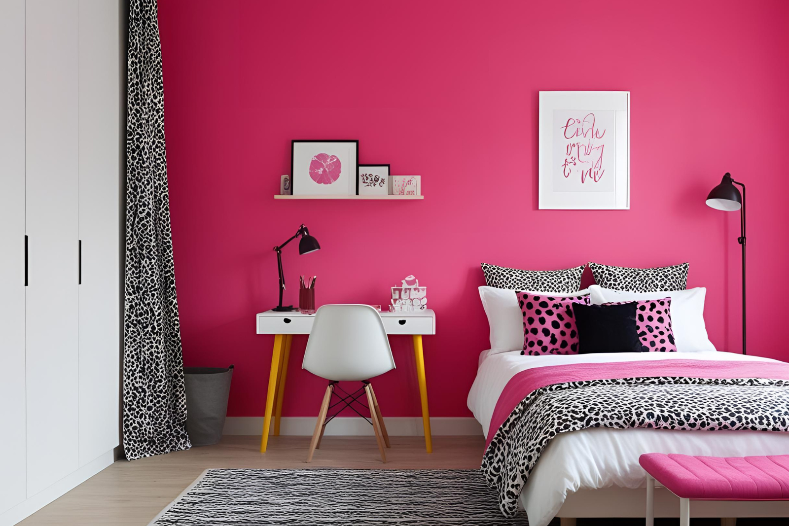 Fluorescent pink paint for walls