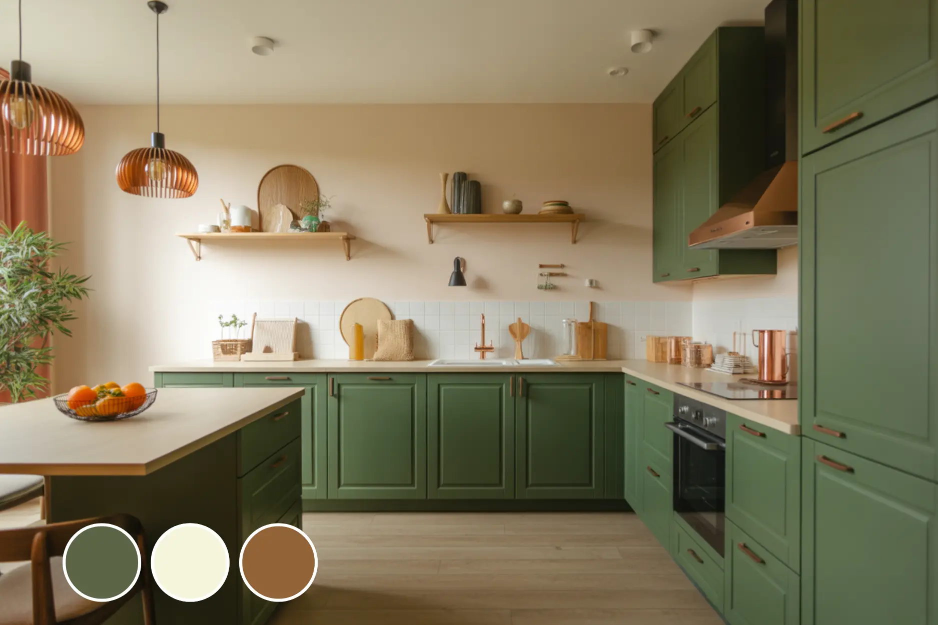 Forest Green + Beige + Copper