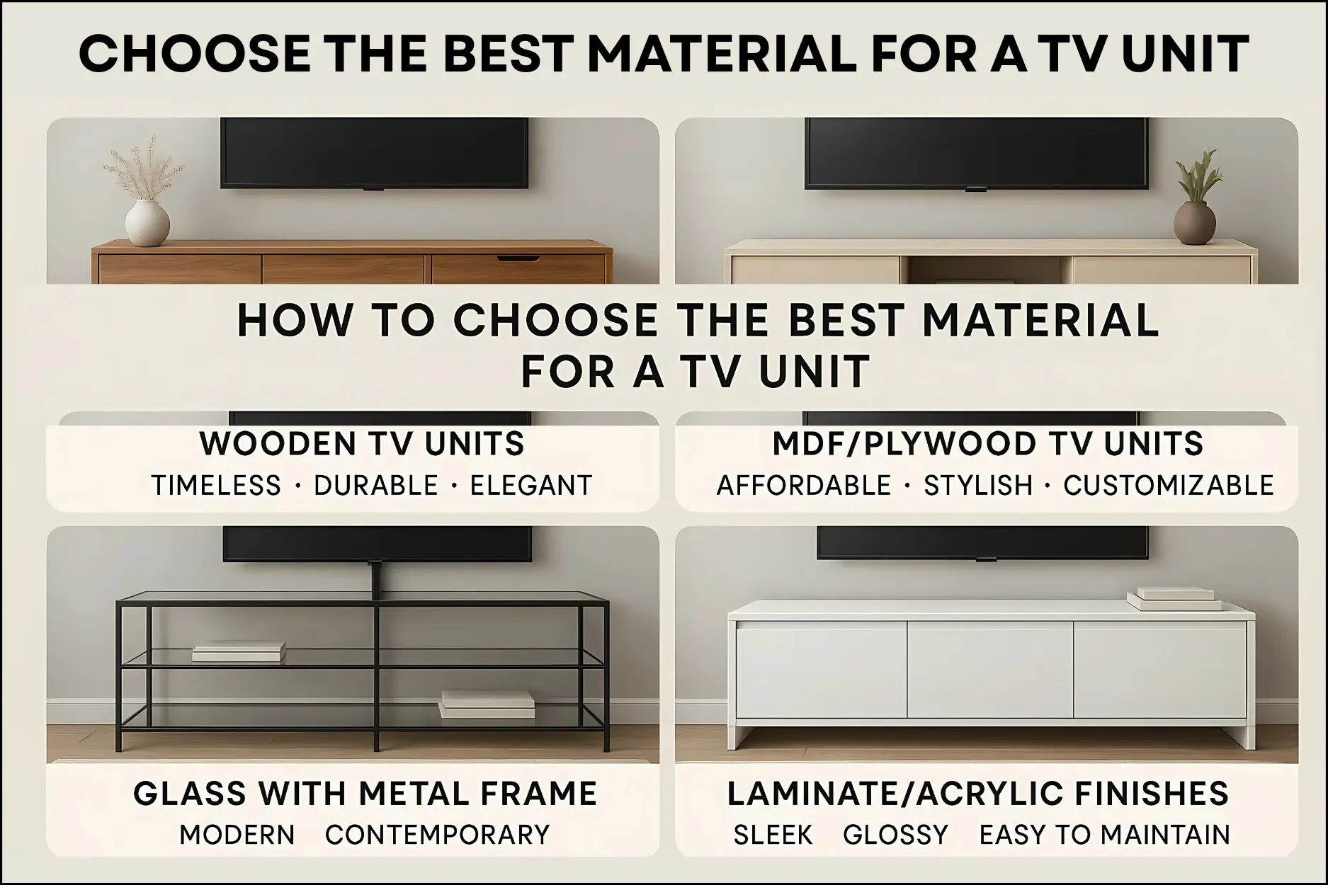best materials for a TV unit
