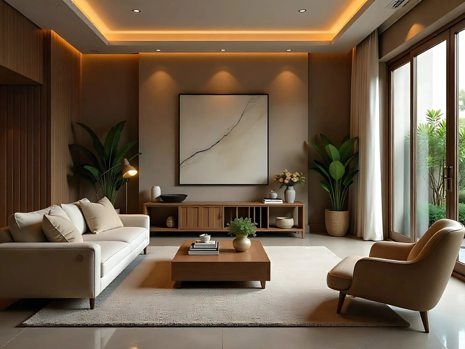 Living Room Interior Design with Plants