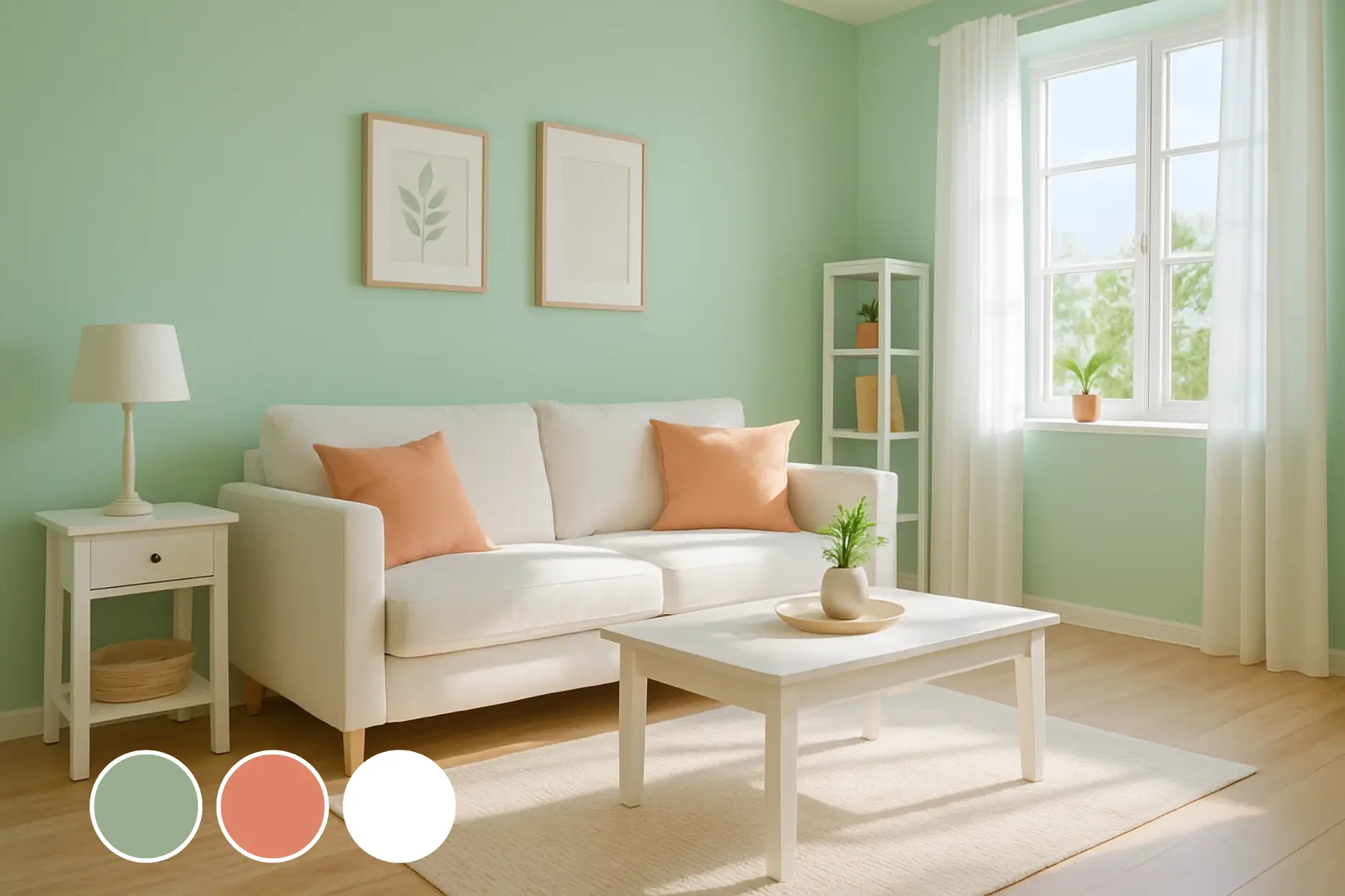 Mint Green + Peach + White