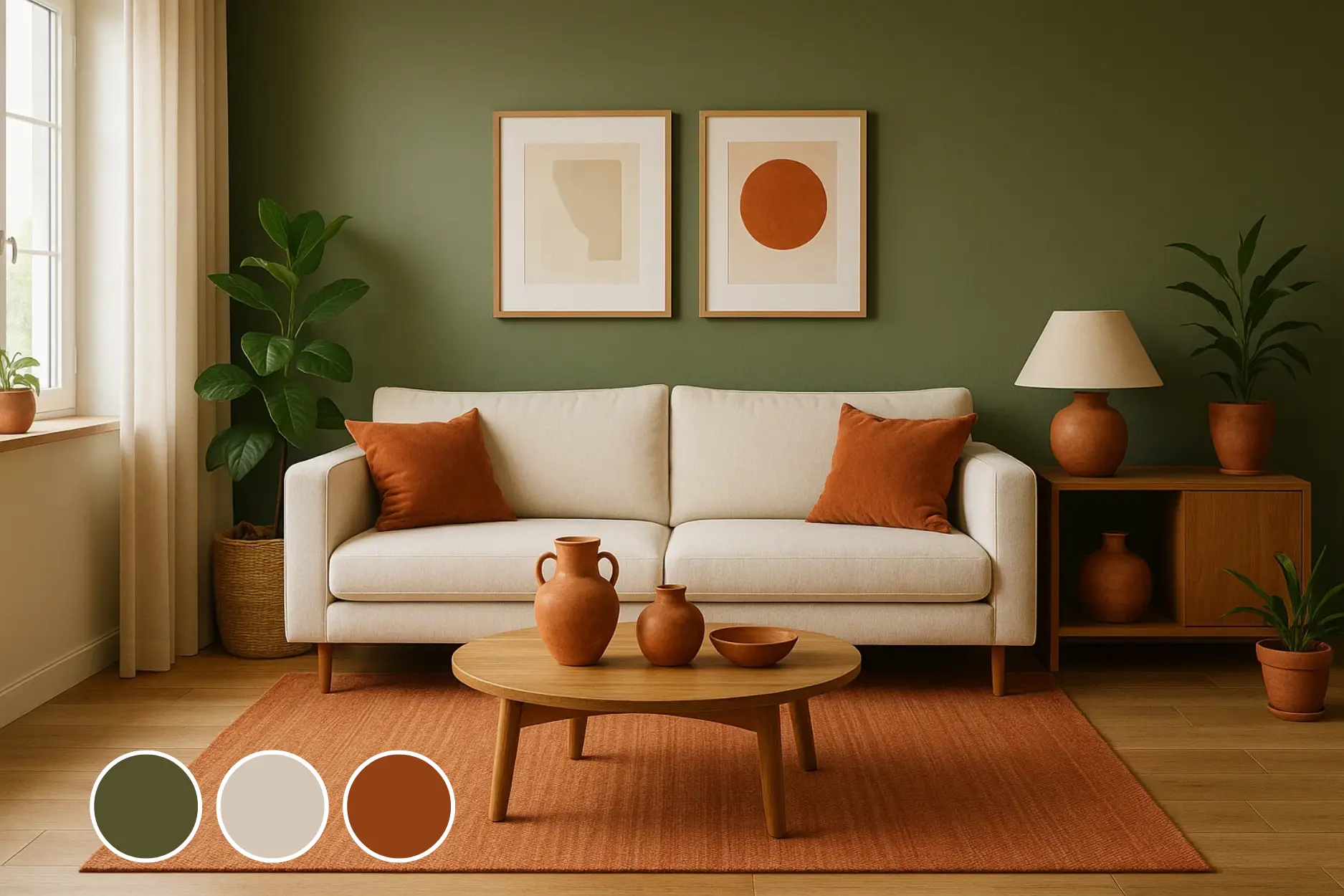 Olive Green + Cream + Terracotta