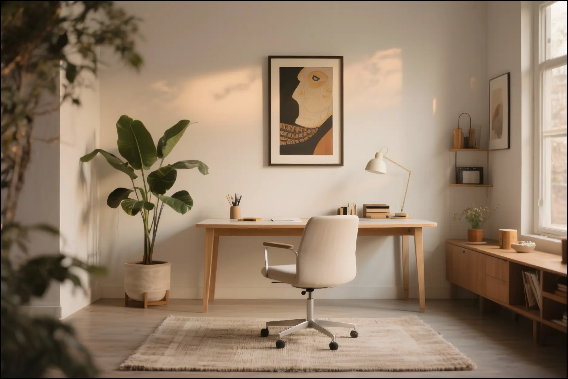 Decorative Touches in a Minimal Office