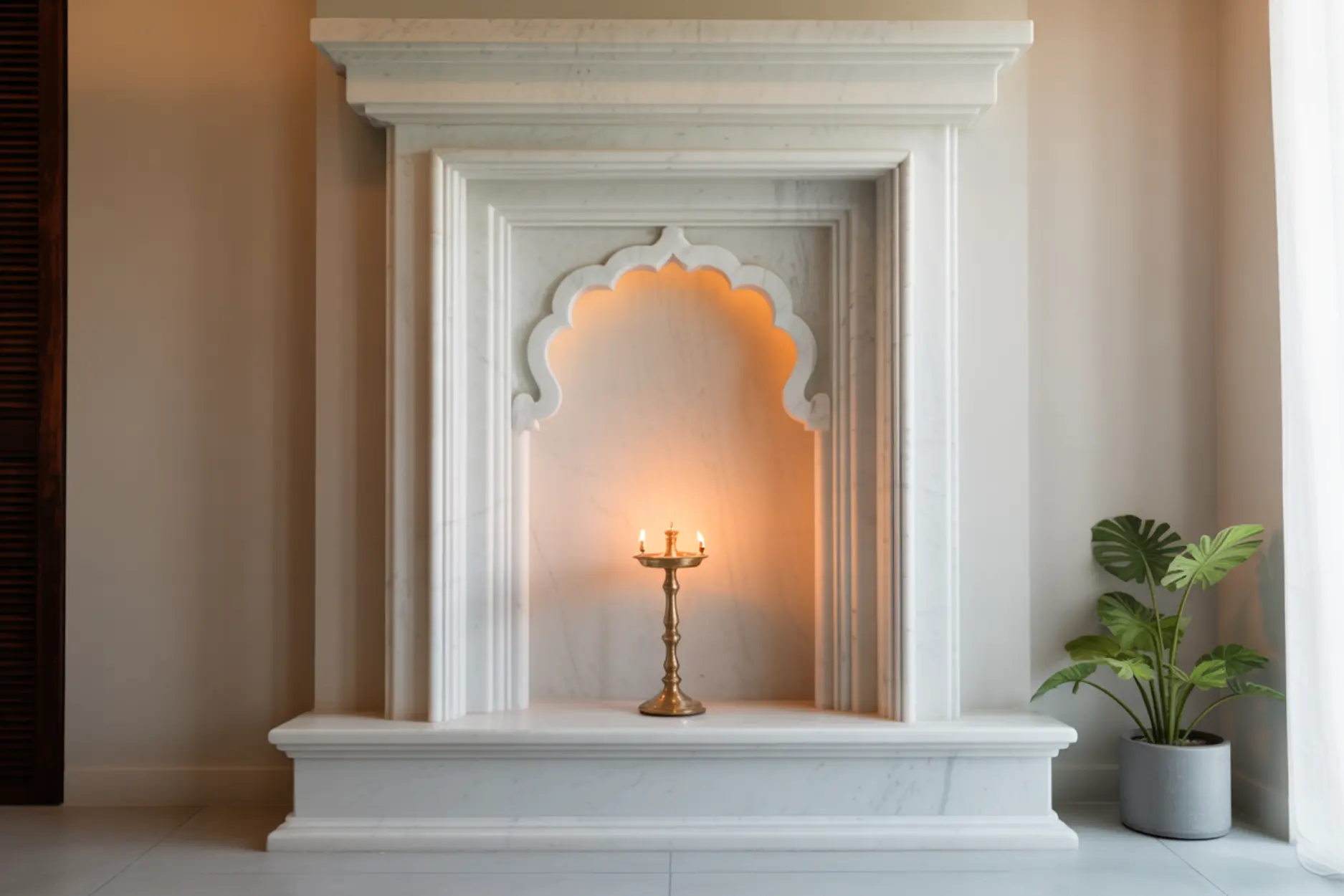 white marble minimal luxury mandir